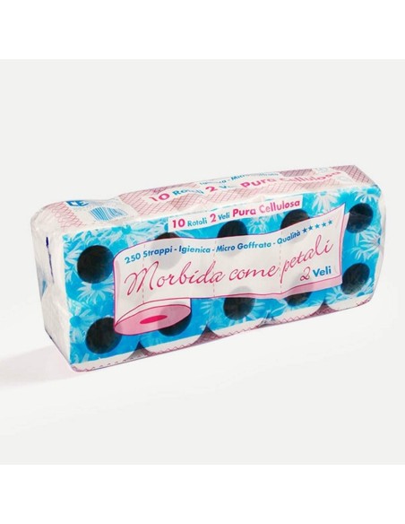2 - Carta igienica in cellulosa goffrata 10 rotoli  2 veli