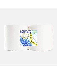 Confezione 2 rotoli bobina carta pura cellulosa goffrata 2 veli 6 kg 690 strappi m238ck300