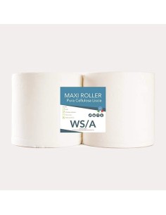 Confezione di 2 rotoli bobina carta in pura cellulosa liscia 2 veli 6 kg 690 strappi ws/a