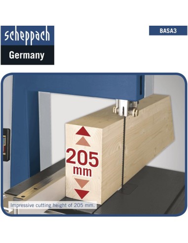 8 - Sega a nastro da banco legno 800 w taglio 205 / 306 mm SCHEPPACH basa3 + 2 lame