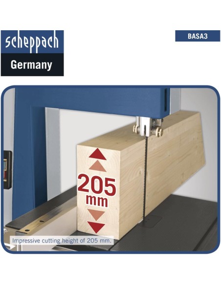 8 - Sega a nastro da banco legno 800 w taglio 205 / 306 mm SCHEPPACH basa3 + 2 lame
