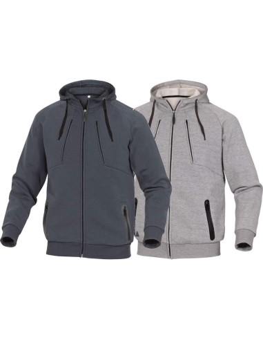 1 - Felpa giacca zip invernale termica sportiva cappuccio Deltaplus anzio grigio blu
