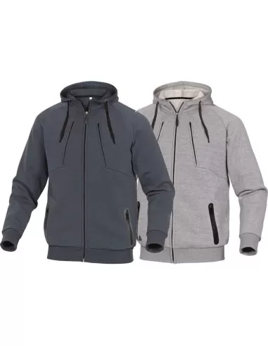 1 - Felpa giacca zip invernale termica sportiva cappuccio Deltaplus anzio grigio blu