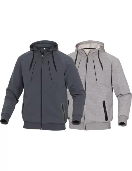 1 - Felpa giacca zip invernale termica sportiva cappuccio Deltaplus anzio grigio blu 1 - Felpa giacca zip invernale termica sportiva cappuccio Deltaplus anzio grigio blu