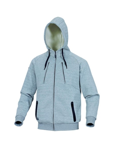 2 - Felpa giacca zip invernale termica sportiva cappuccio Deltaplus anzio grigio blu