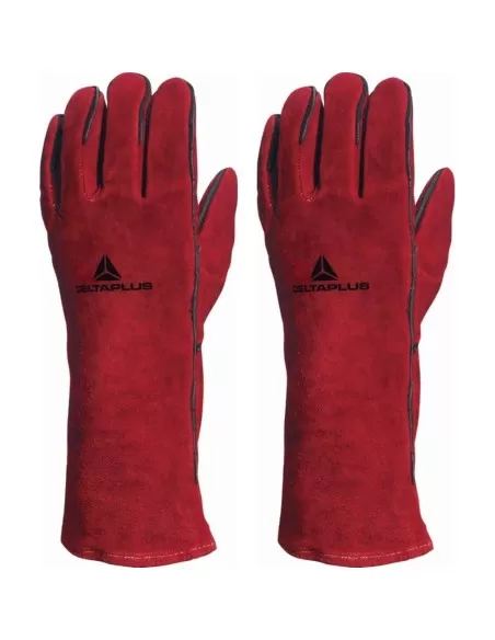 1 - Guanti da saldatore lavoro Deltaplus ca615k in pelle crosta anticalore