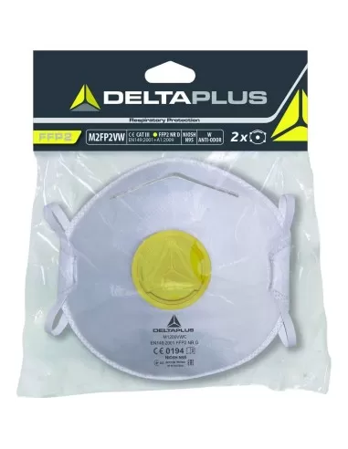1 - Kit di 2 mascherine Deltaplus ffp2 m2fp2vw conchiglia con valvola x polveri