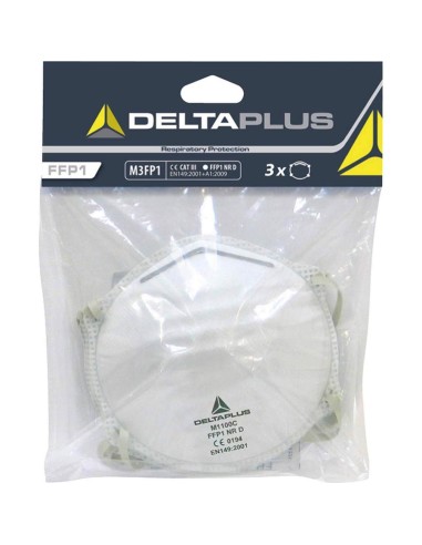 1 - Kit 3 mascherine Deltaplus ffp1 m3fp1 conchiglia senza valvola per polveri