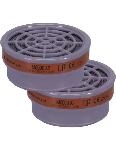 1 - Kit 2 filtri Deltaplus m6000e a2 per maschere m6200 m6400 jupiter x gas