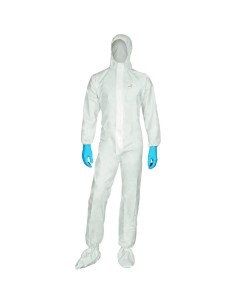 Tuta monouso Deltaplus dt115 laminata cat 3 tipo 5 e 6 cappuccio lavoro