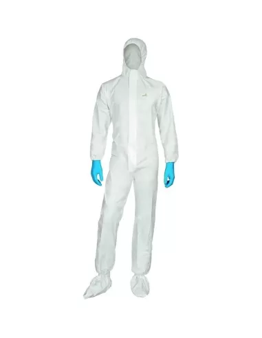 Tuta monouso Deltaplus dt115 laminata cat 3 tipo 5 e 6 cappuccio lavoro