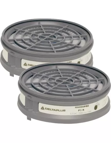 1 - Kit 2 prefiltri p3 Deltaplus m6000eprep3 x filtri a2 a1b1e1k1 maschere gas