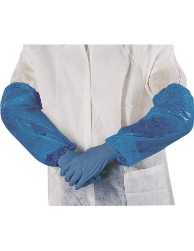 1 - Kit 100 manichette monouso blu Deltaplus manchbe polietilene lavoro