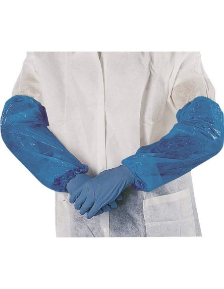 1 - Kit 100 manichette monouso blu Deltaplus manchbe polietilene lavoro