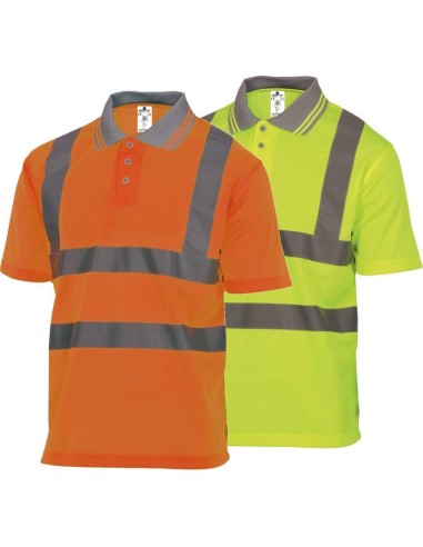1 - Polo manica corta Deltaplus offshore alta visibilita' lavoro giallo arancio fluo