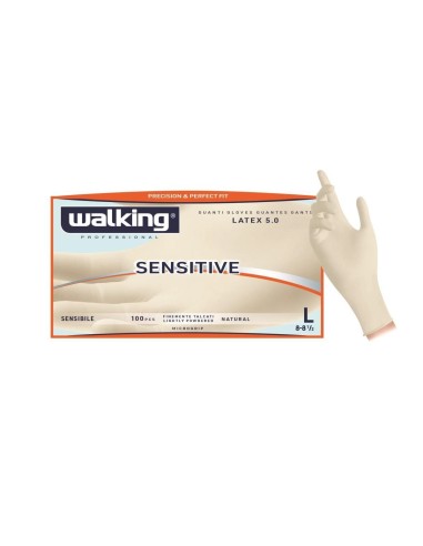 1 - Guanti monouso lattice 5g brenta walking sensitive  100 pz con polvere talco