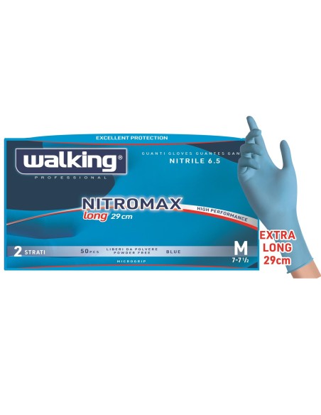 Guanti monouso 50 pz in nitrile walking nitromax