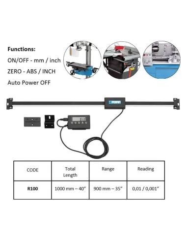 1 - Riga visualizzatore digitale multifunzione 1000mm tornio fresa pialla Fervi r100