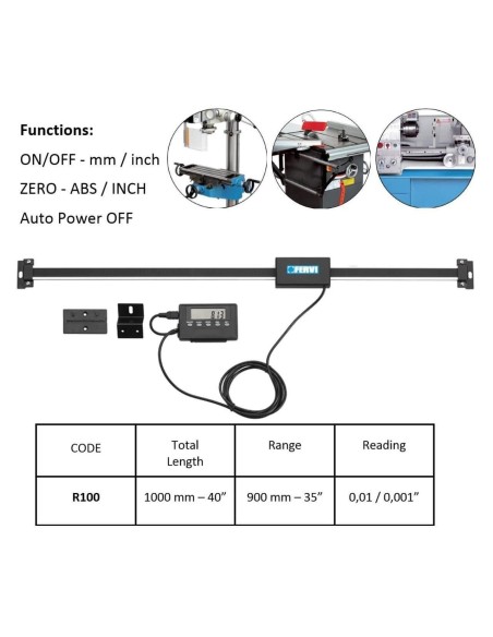 Riga visualizzatore digitale multifunzione 1000mm tornio fresa pialla Fervi r100