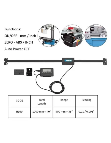 1 - Riga visualizzatore digitale multifunzione 1000mm tornio fresa pialla Fervi r100
