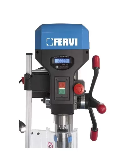 5 - Trapano colonna trasmissione a cinghia motore monofase digitale Fervi 0252/230v