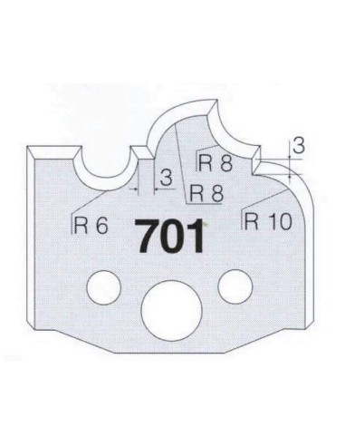 1 - Coppia coltelli sagomati lavorazione legno per fresa toupie 50mm mod.701