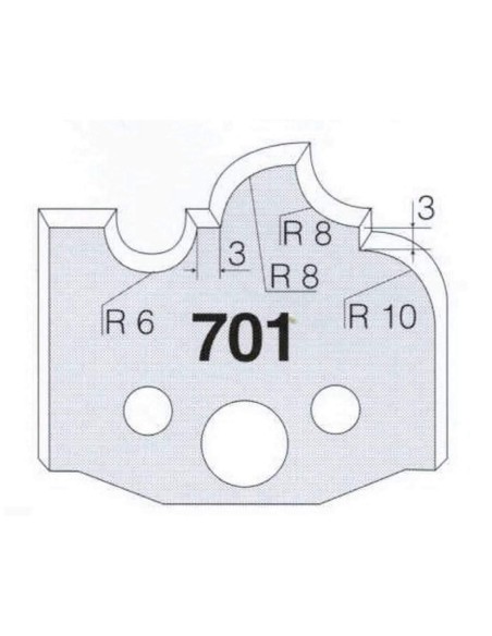 1 - Coppia coltelli sagomati lavorazione legno per fresa toupie 50mm mod.701