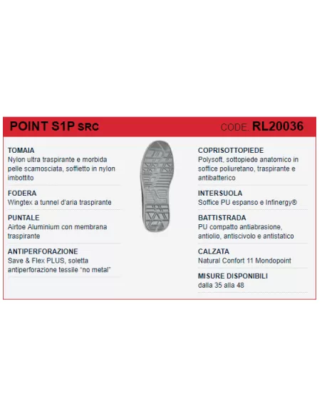 SCARPA ANTINFORTUNISTICA UPOWER BASSA DA LAVORO U-POWER POINT S1P SRC