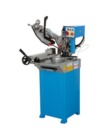 Sega segatrice a nastro metallo ferro discesa manuale e idraulica con base Fervi 0692 230v