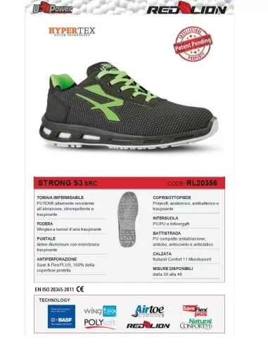 7 - SCARPA ANTINFORTUNISTICA UPOWER DA LAVORO BASSA U-POWER STRONG S3 SRC