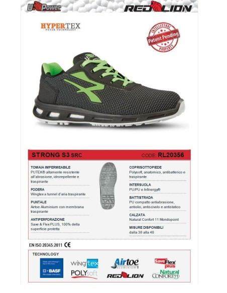 SCARPA ANTINFORTUNISTICA UPOWER DA LAVORO BASSA U-POWER STRONG S3 SRC