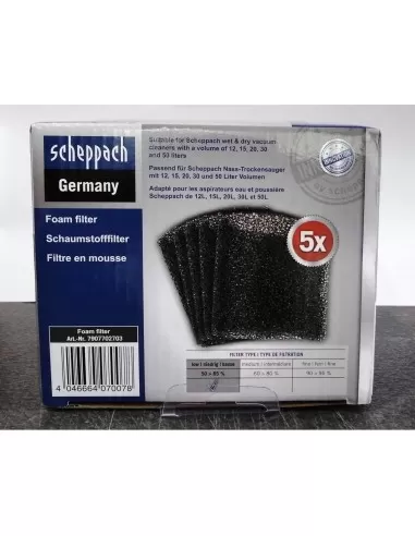 2 - Filtro in spugna di ricambio per aspiratori Scheppach nts30premium e asp50-es