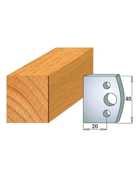 1 - Coppia coltelli sagomati lavorazione legno per fresa toupie 40mm mod.00