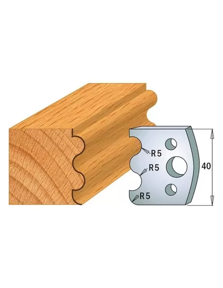 1 - Coppia coltelli sagomati lavorazione legno per fresa toupie 40mm mod.06