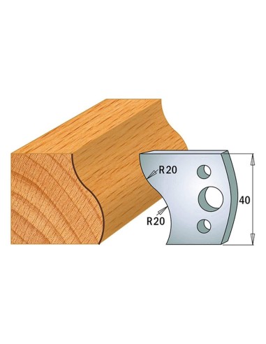 1 - Coppia coltelli sagomati lavorazione legno per fresa toupie 40mm mod.09