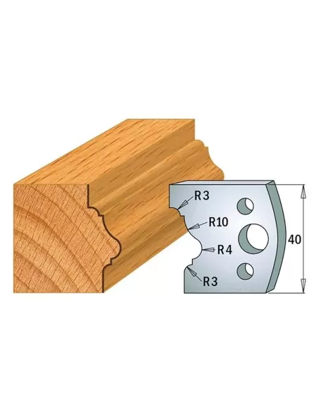 1 - Coppia coltelli sagomati lavorazione legno per fresa toupie 40mm mod.102