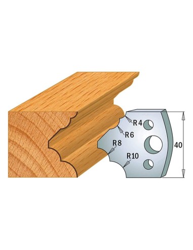 1 - Coppia coltelli sagomati lavorazione legno per fresa toupie 40mm mod.127
