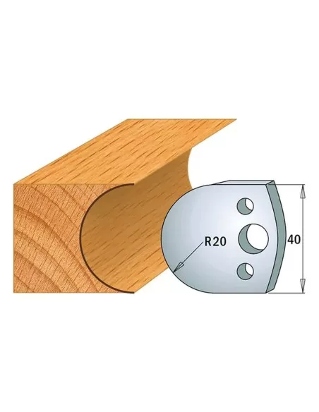 1 - Coppia coltelli sagomati lavorazione legno per fresa toupie 40mm mod.131