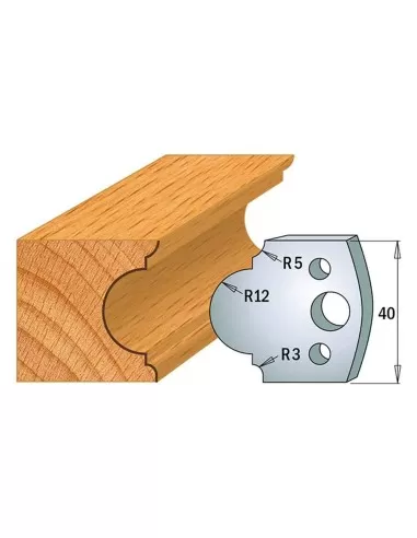 1 - Coppia coltelli sagomati lavorazione legno per fresa toupie 40mm mod.18