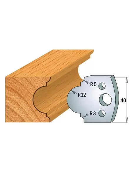 1 - Coppia coltelli sagomati lavorazione legno per fresa toupie 40mm mod.18