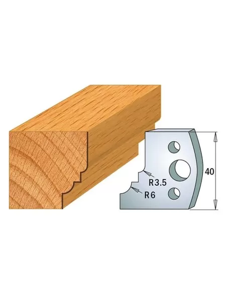 1 - Coppia coltelli sagomati lavorazione legno per fresa toupie 40mm mod.19