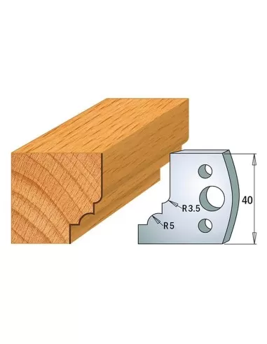 1 - Coppia coltelli sagomati lavorazione legno per fresa toupie 40mm mod.20