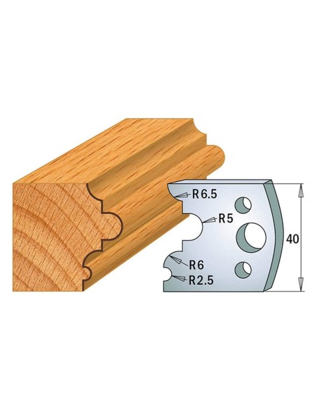 1 - Coppia coltelli sagomati lavorazione legno per fresa toupie 40mm mod.36