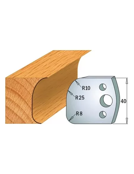 1 - Coppia coltelli sagomati lavorazione legno per fresa toupie 40mm mod.62