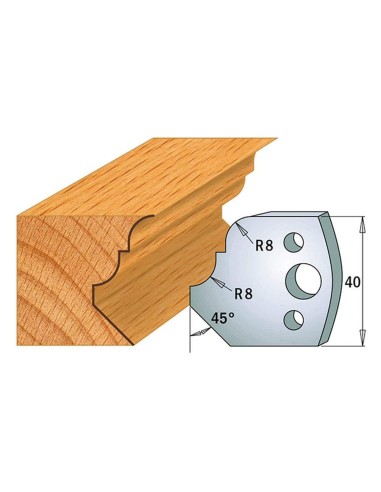 1 - Coppia coltelli sagomati lavorazione legno per fresa toupie 40mm mod.73