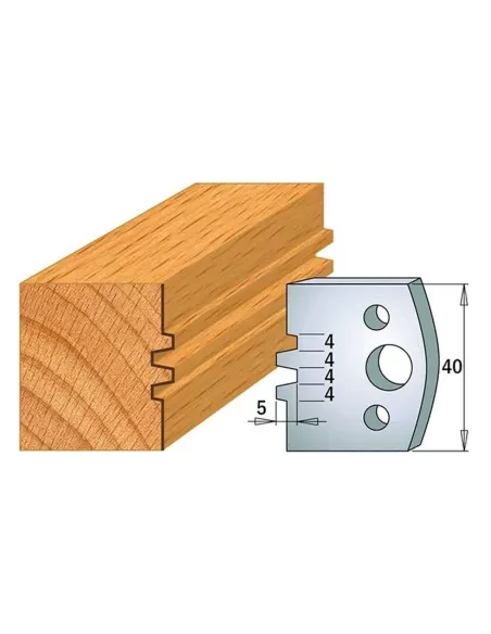 1 - Coppia coltelli sagomati lavorazione legno per fresa toupie 40mm mod.75