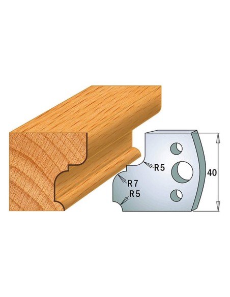 1 - Coppia coltelli sagomati lavorazione legno per fresa toupie 40mm mod.82
