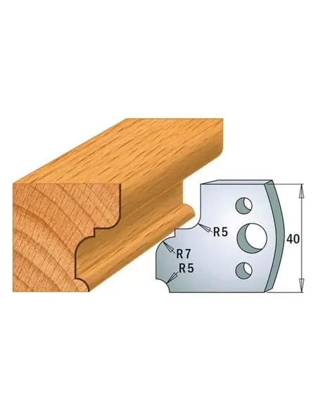 1 - Coppia coltelli sagomati lavorazione legno per fresa toupie 40mm mod.82