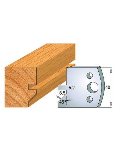1 - Coppia coltelli sagomati lavorazione legno per fresa toupie 40mm mod.84