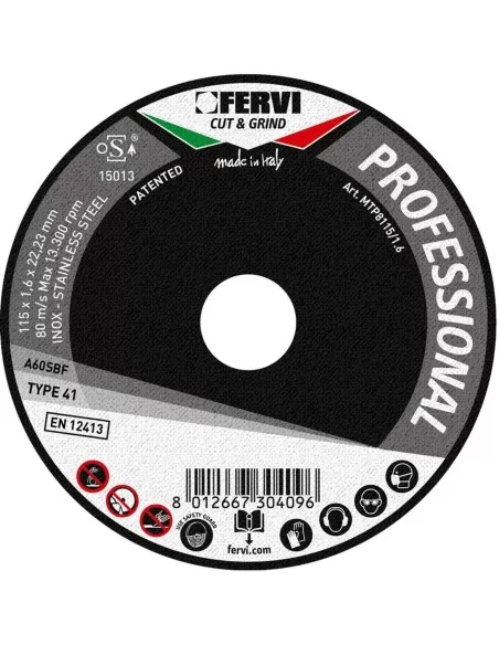 1 - Disco da taglio ferro e metallo 230x2x22 mm a60s professional Fervi mtp8230/2.0